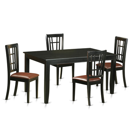 DUNI5-BLK-LC Dudley 5 Piece Dinette Set for 4 Includes a Rectangle Room