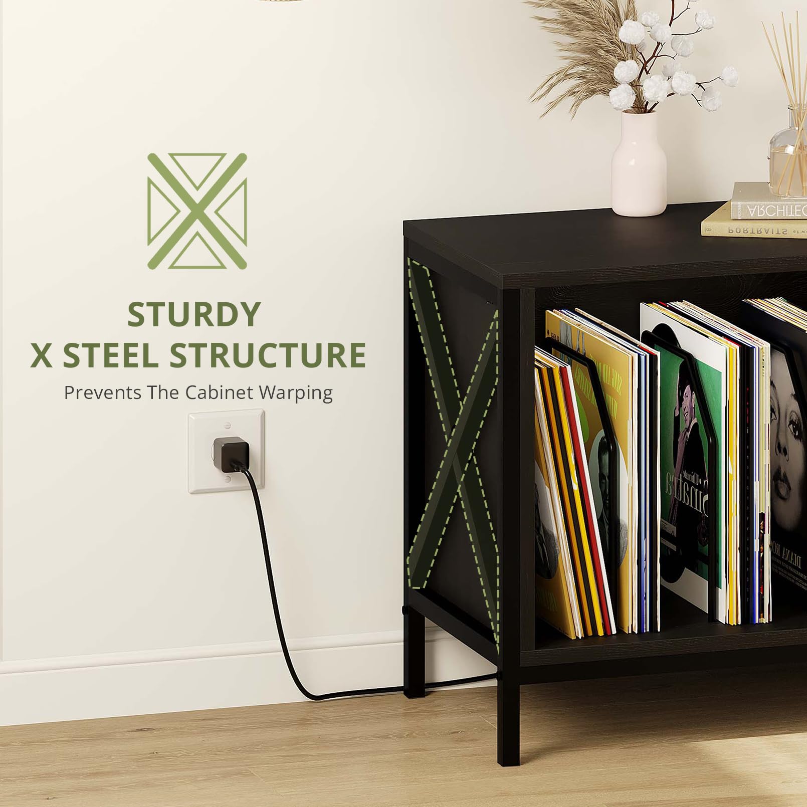 55 Inch TV Stand with Storage - Entertainment Center for TVs up to 70 Inches