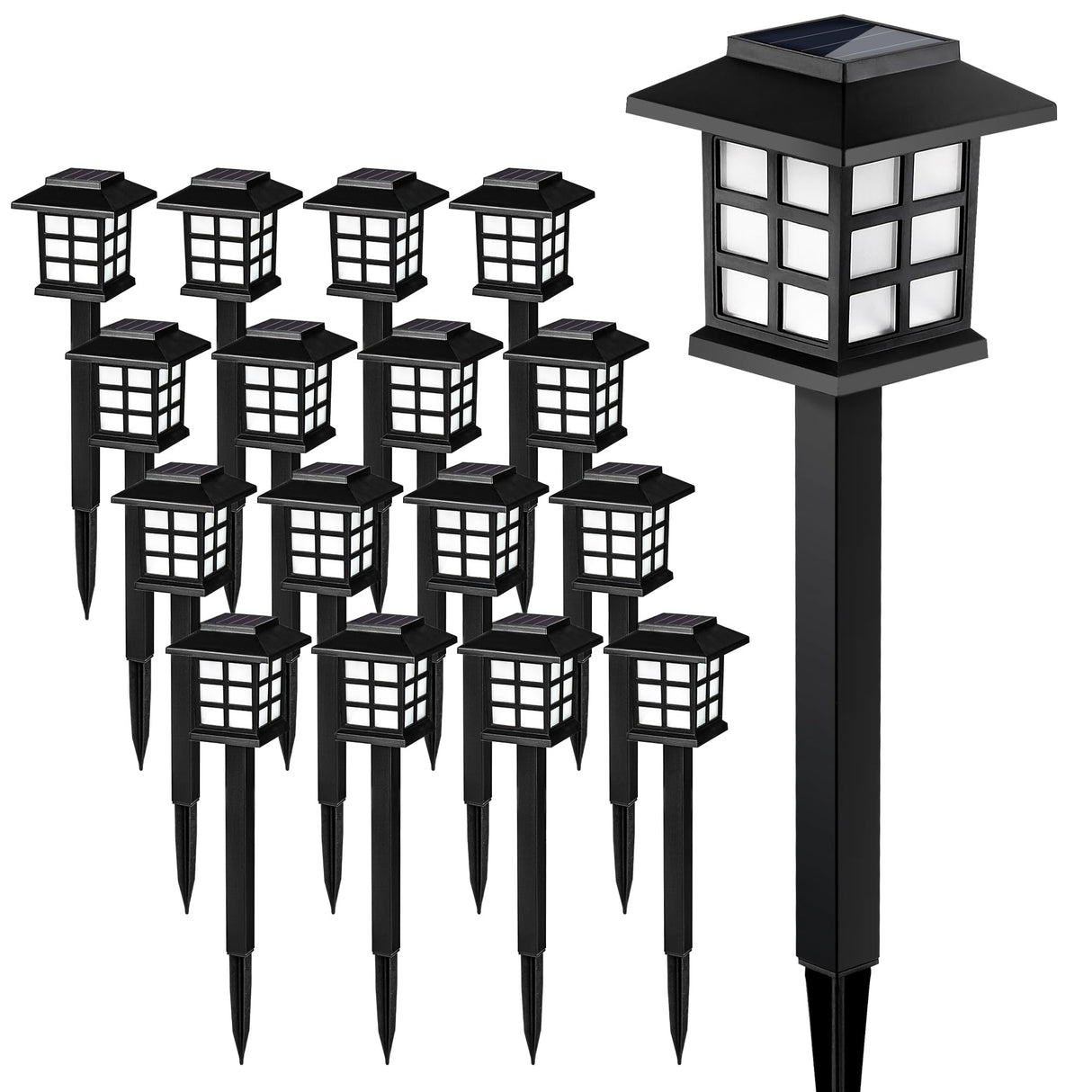 Solar Outdoor Lights,16 Pack Solar Path Lights, Solar Walkway Lights Outdoor