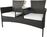 Outdoor Rattan Patio Loveseat,Wicker 2-Seat Outdoor Loveseat