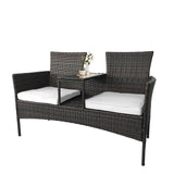 Outdoor Rattan Patio Loveseat,Wicker 2-Seat Outdoor Loveseat