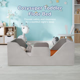 Toddler Bed Frame, Toddler Floor Bed with Removable Safety Rails