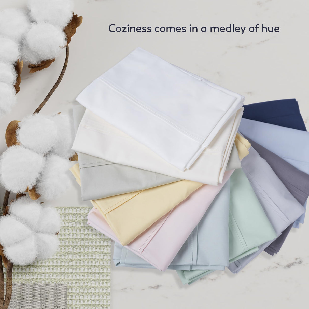 100% Cotton Sheets, White Queen Bed, 400 Thread Count Percale Weave Cooling Sheets,