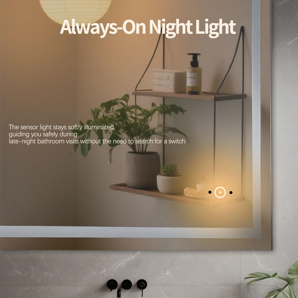 32x40 LED Bathroom Mirror with Hand Wave Sensor - Dimmable Anti-Fog Wall Mount