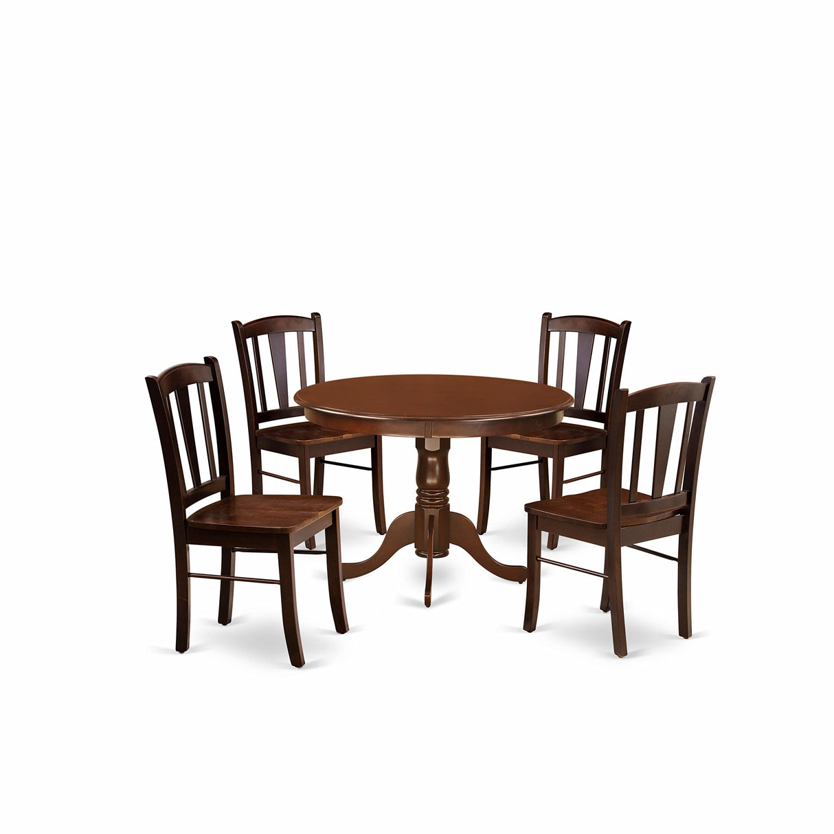 HLDL5-MAH-W 5 Piece Kitchen Table Set for 4 Includes a Round Dining