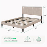 Queen Bed Frame with Headboard, Bed Frame Queen Size with Wood Slats Support,Linen