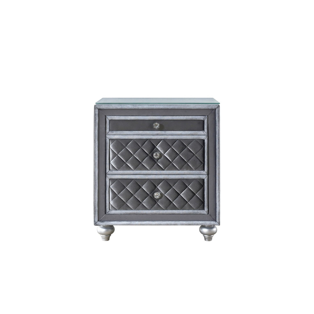 Velvet Yin 3 Drawer Nightstand Gray
