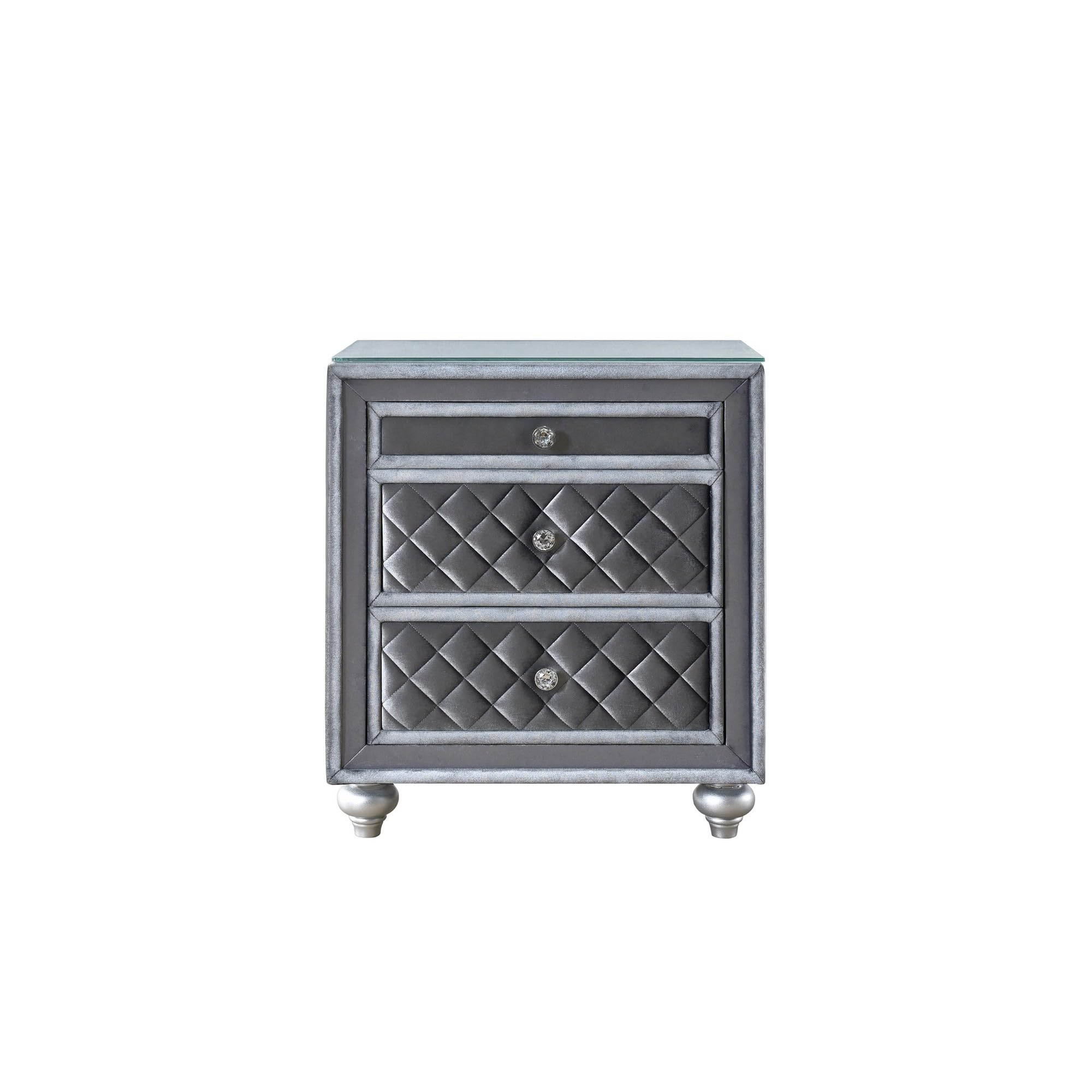 Velvet Yin 3 Drawer Nightstand Gray