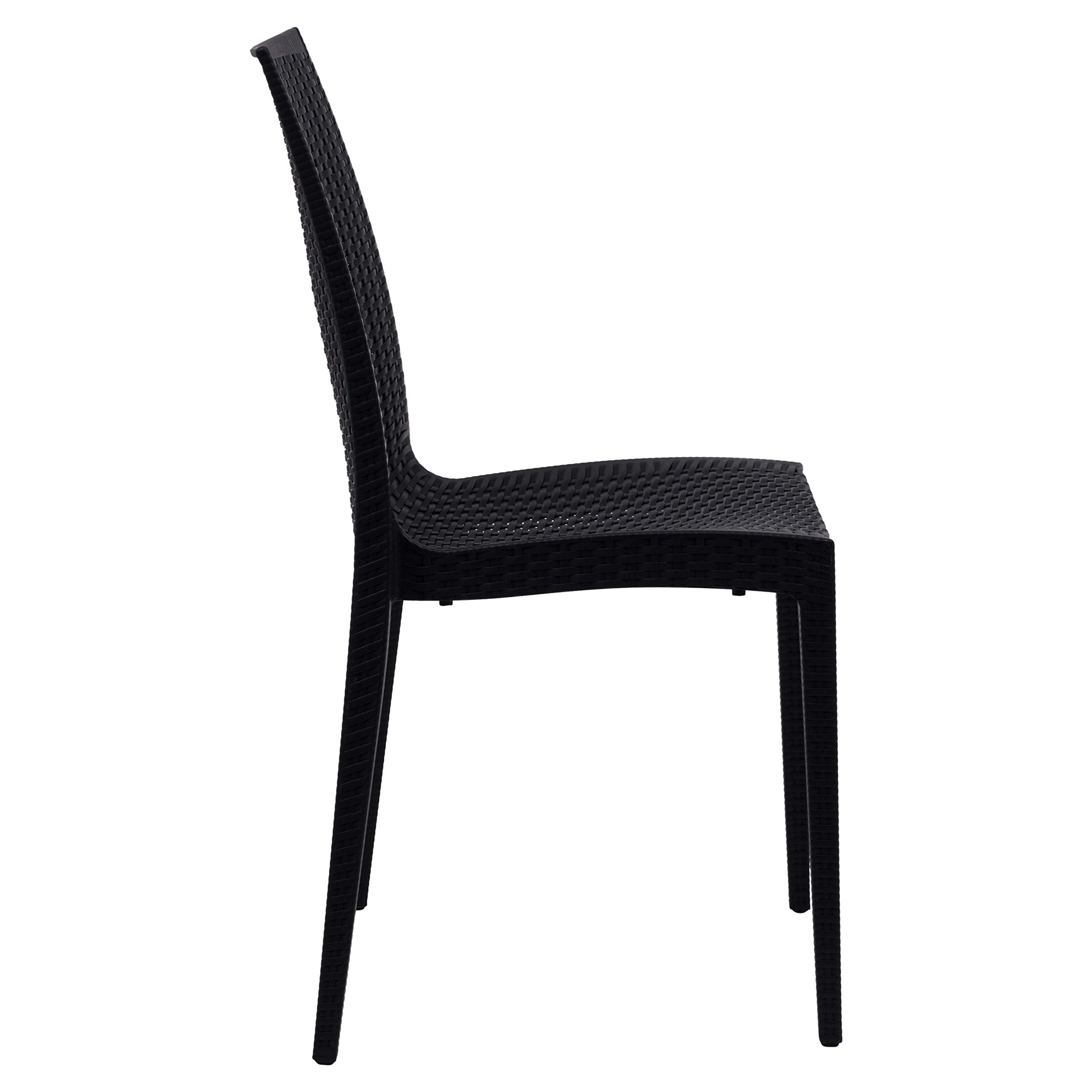 Modern Weave Design Mace Indoor/Outdoor Dining Chair (Set of 2), Black