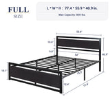 Full Bed Frame with Headboard, Heavy Duty Metal Platform Bed Frame with Strong Support,