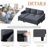 79'' Sectional Sofa Couch with Storage Ottoman, Living Room Furniture Set Small