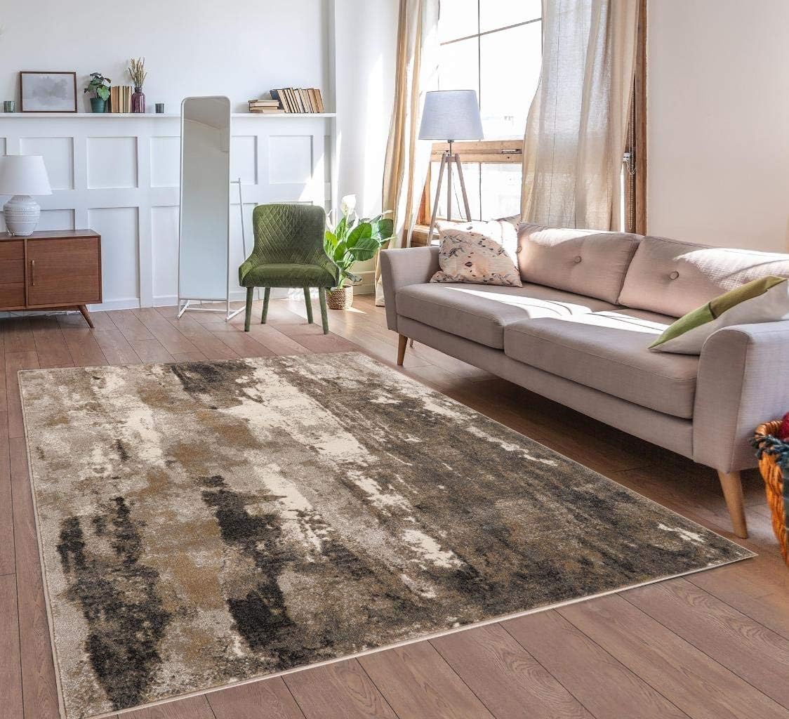 Lagos Collection Beige 6x9 Abstract Area Rug