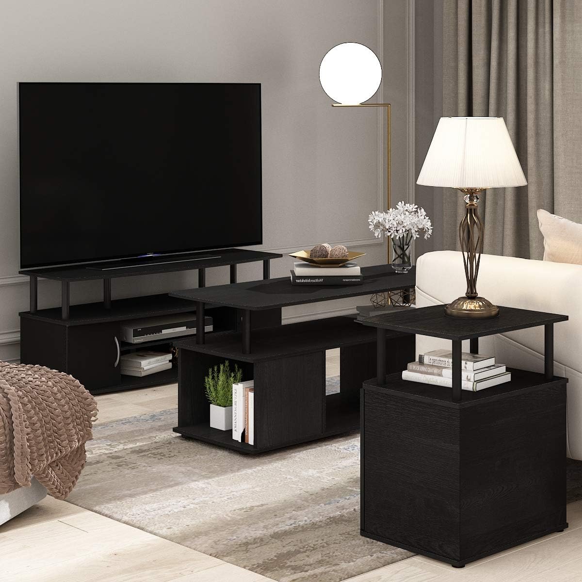 JAYA Large Entertainment Stand for TV Up to 55 Inch, Blackwood