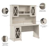Lennox Farmhouse Desk with Hutch and Storage Cabinet | Computer Table for Home