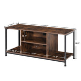 TV Stand for Up to 50 Inch TVs, Accent TV Cabinet with Open Shelf for Living Room, Media Center, Steel Frame, Rustic Brown and Black