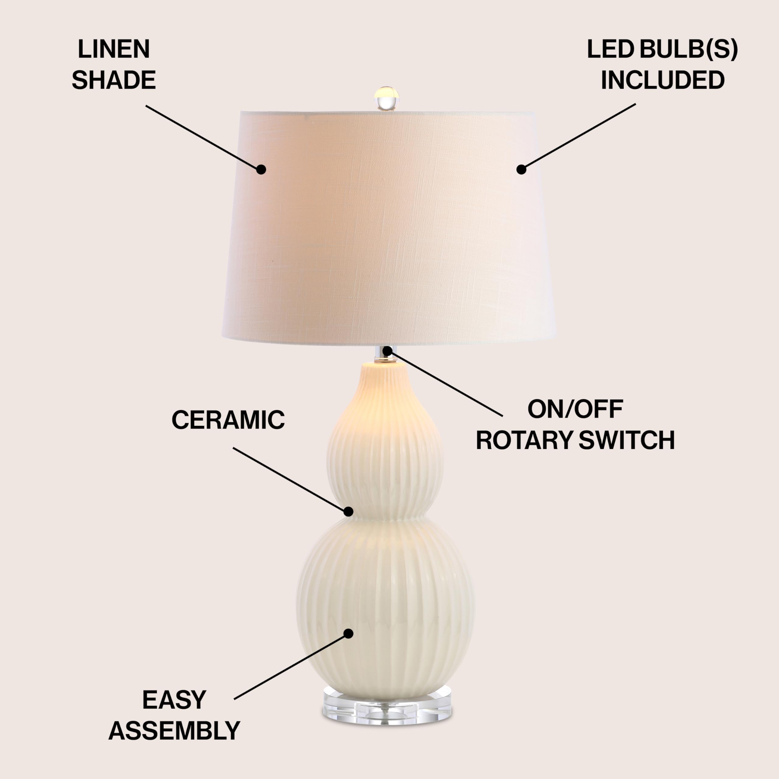 8019A Thatcher 28.25" Ceramic LED Table Lamp Contemporary Transitional Bedside Desk