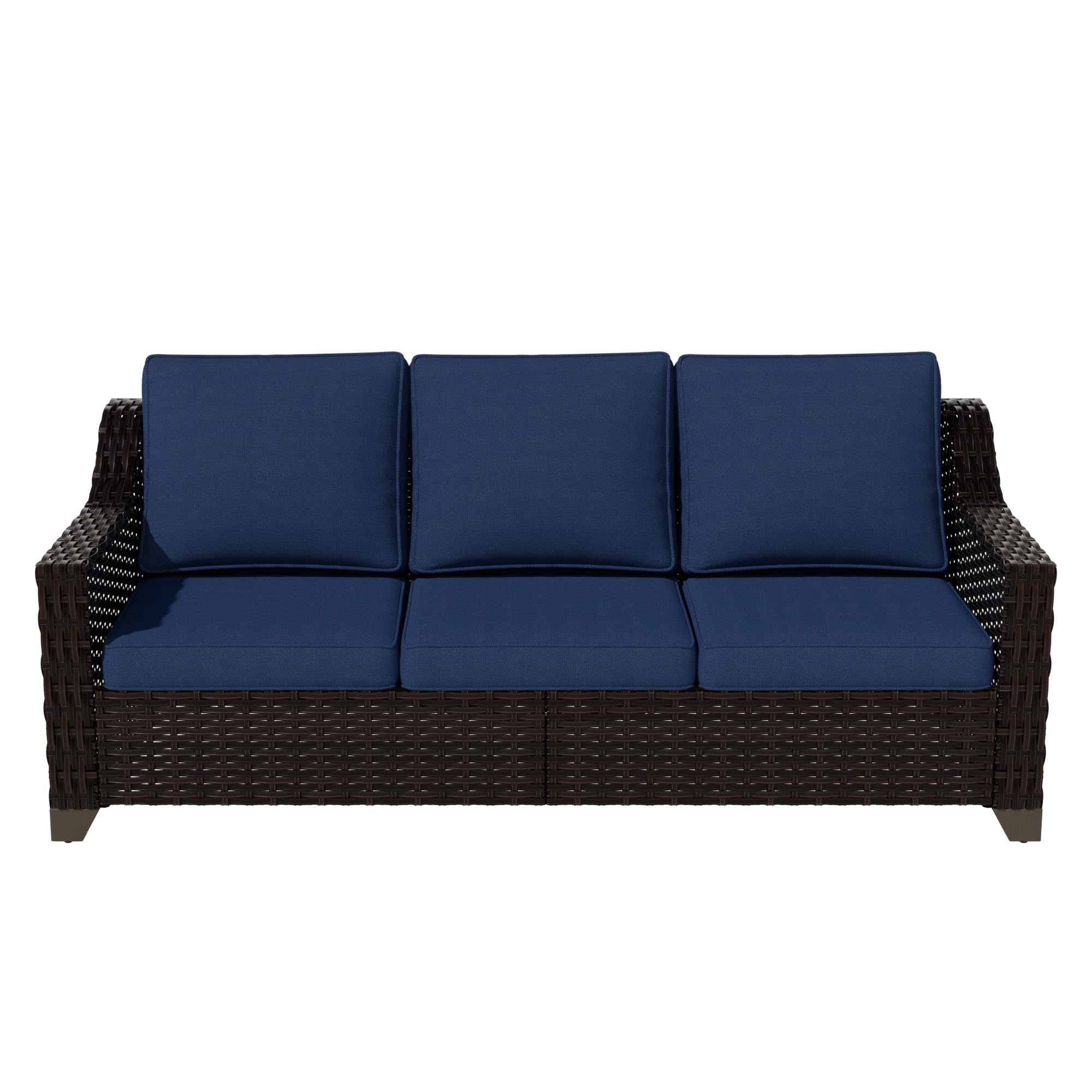 78" Patio Wicker 3-seat Sofa, Deep Seat & Upholstered Loveseat