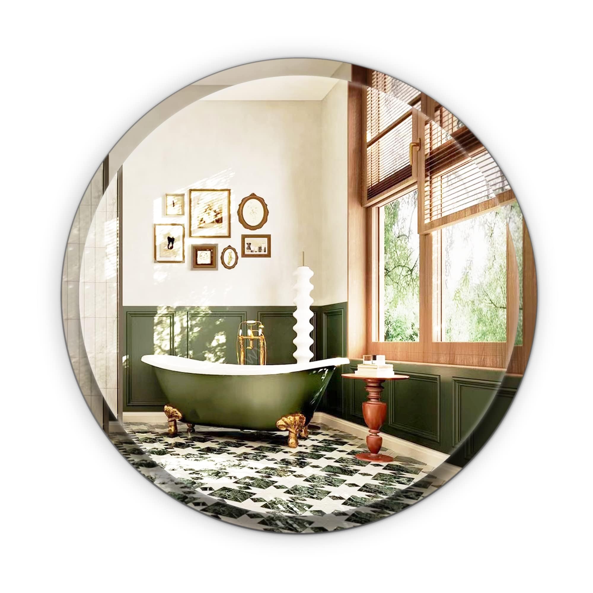 Mirror, Circle Wall Mirror with Beveled Polished Edge