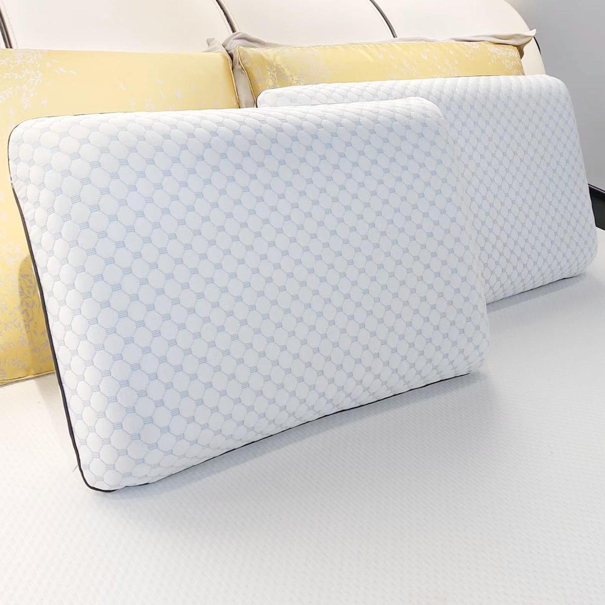 2 Pack Memory Foam Pillows,Queen Ventilated Bed Pillows with Washable Cover