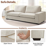 PARKOL 88" Modern Loveseat Sofa, 3 Seater Couch with Removeable and Washable Cushion Cover, Chenille Love Seat for Living Room, Apartment and Small Space, Easy to Install (Beige)