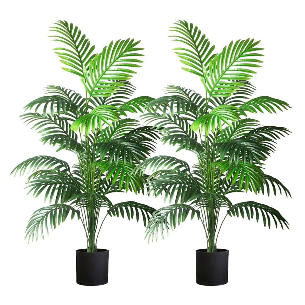 4ft 2pcs Large Artificial Plants Fake Palm Tree Tropical Palm Leaves Faux Palm