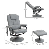 Massaging Faux Leather Recliner Chair and Ottoman Set, Swivel Vibration