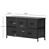 Fabric Dresser TV Stand for Bedroom with 5 Drawers, Wide Chest of Drawers