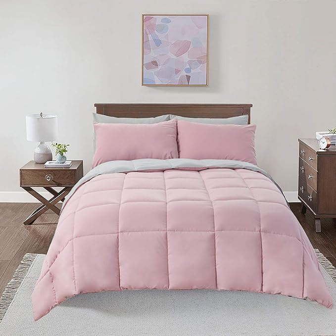 Soft and Plush Down Alternative Comforter - Reversible with 2 Colors Duvet Insert