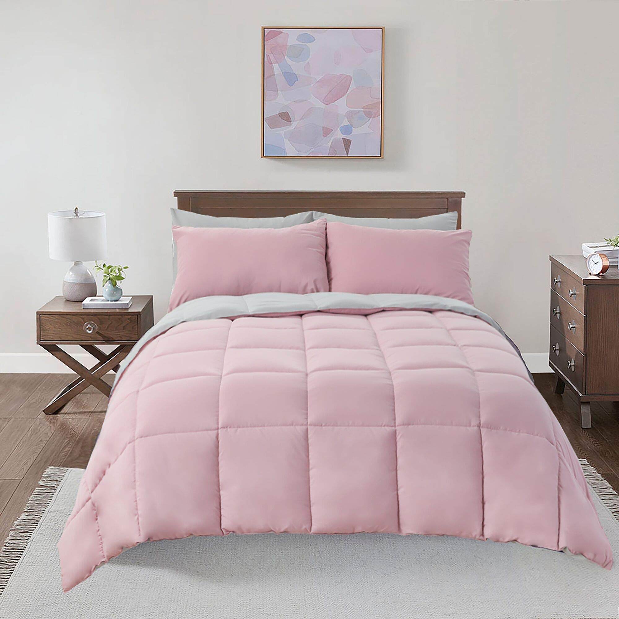 Soft and Plush Down Alternative Comforter - Reversible with 2 Colors Duvet Insert