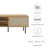 Modway Cambria Rattan and Particleboard TV Stand for TVs up to 70" in Oak