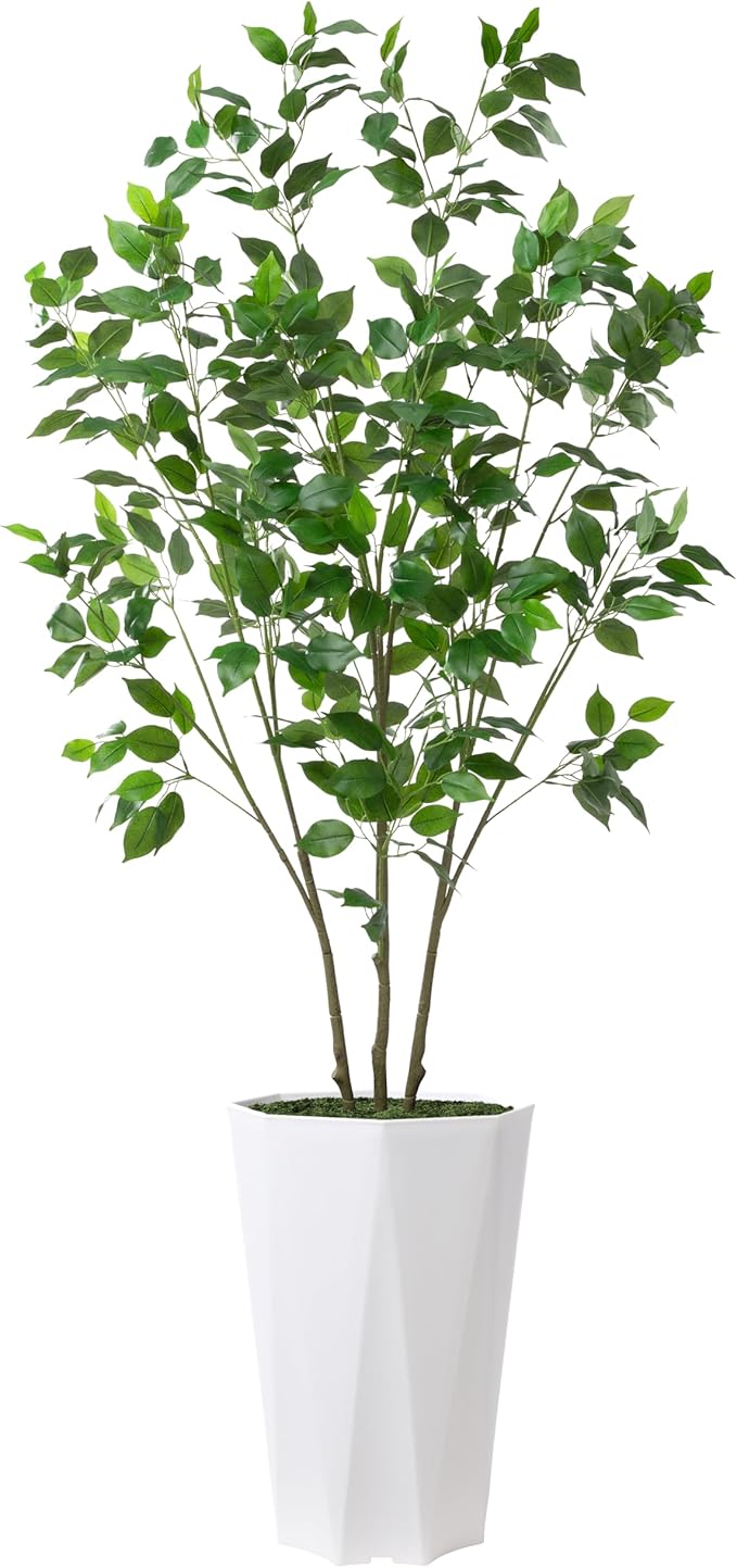 Artificial Ficus Plant Indoor 5FT Fake Tree with Mocha Diamond Planter Faux Ficus