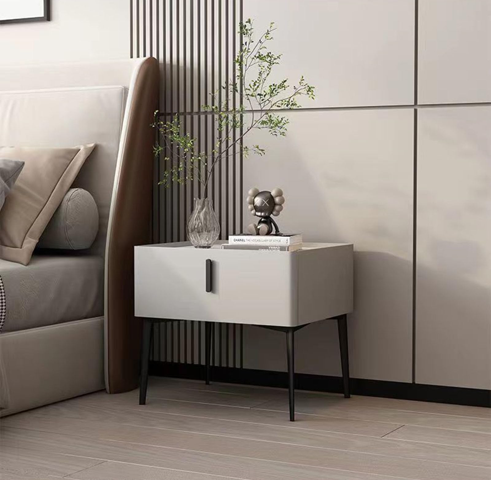 Wood Bedside Table, Retro Simple Bedside Table