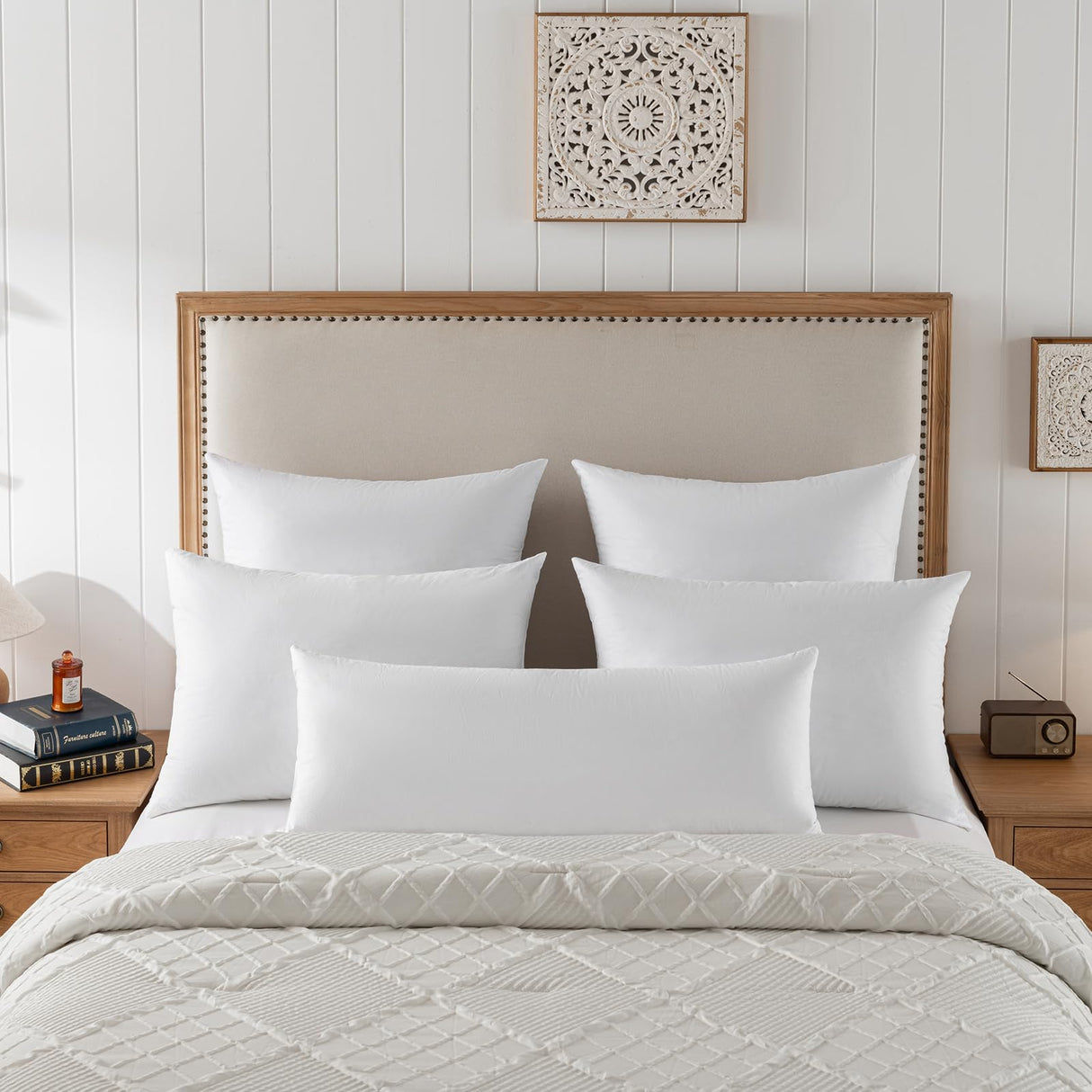 28x28 Euro Throw Pillow Insert-Down Feather Pillow Insert-Cotton Fabric-White-1 Piece