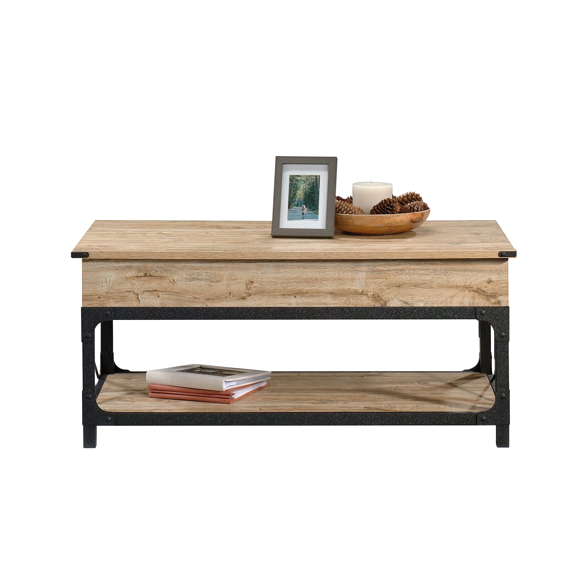 Steel River Lift-top Coffee Table, L: 41.30" x W: 22.32" x H: 18.58", Milled Mesquite Finish