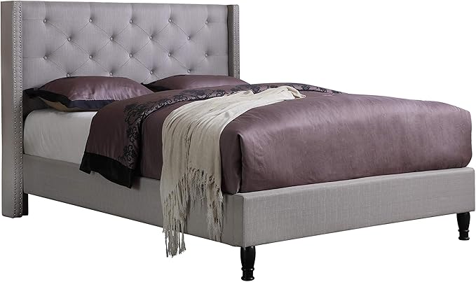 furBed00007_Cloth_LightGrey_Full Platform Bed, Grey