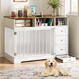 48" Farmhouse Dog Crate Furniture with Storage Drawers