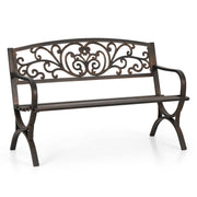 Metal Outdoor Bench, 50" Outdoor Garden Bench Patio Park Bench