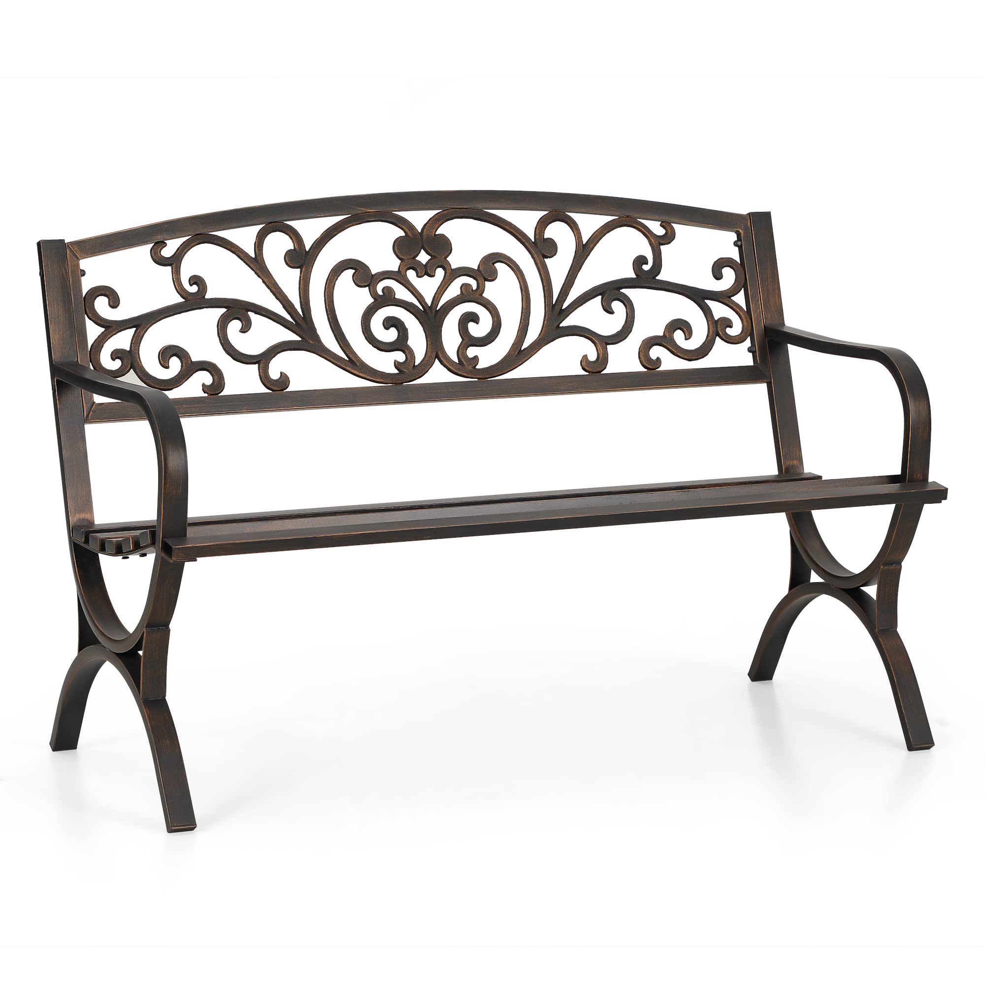 Metal Outdoor Bench, 50" Outdoor Garden Bench Patio Park Bench