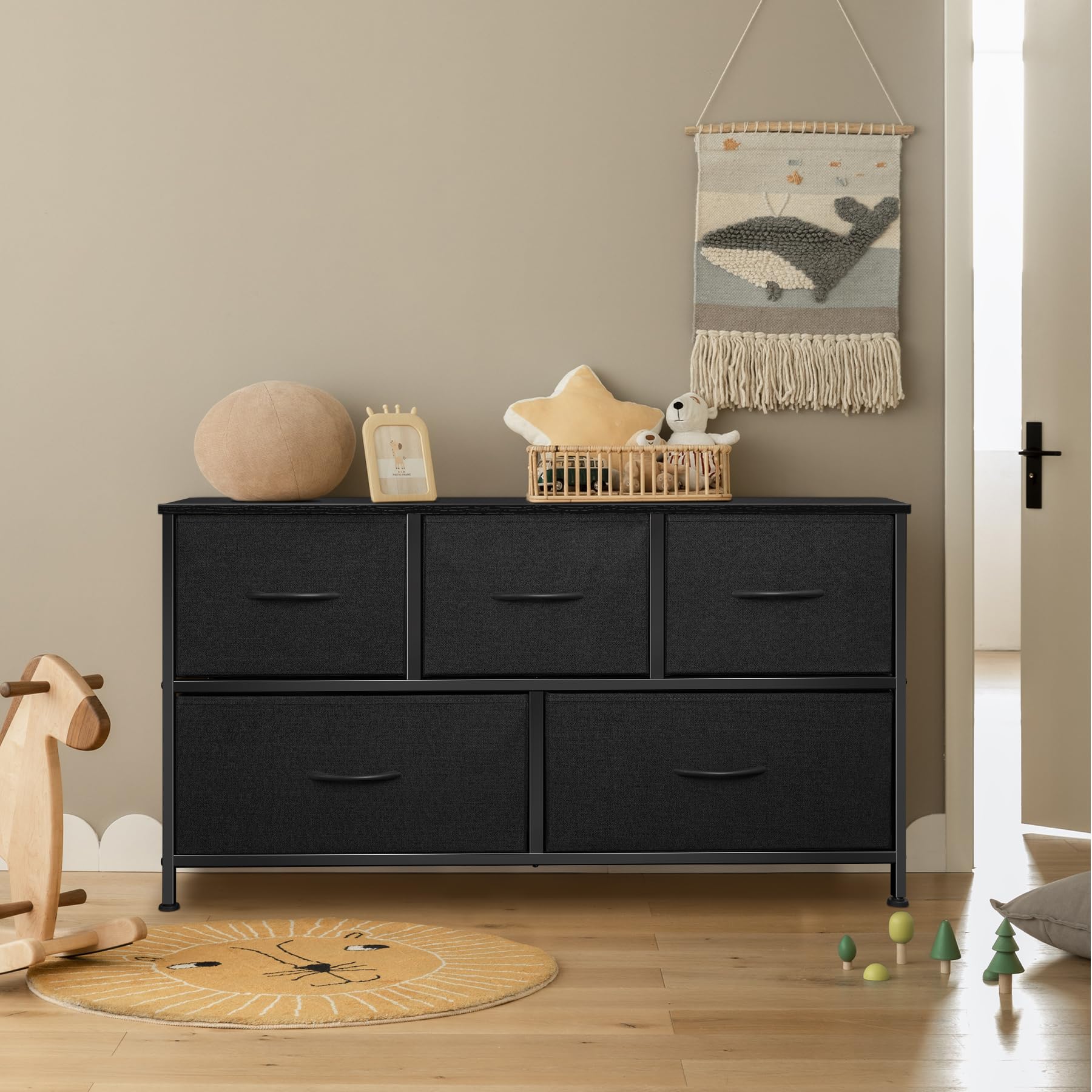 Dresser for Bedroom with 5 Drawers, Chest of Drawers, Storage Drawers Organizer Unit