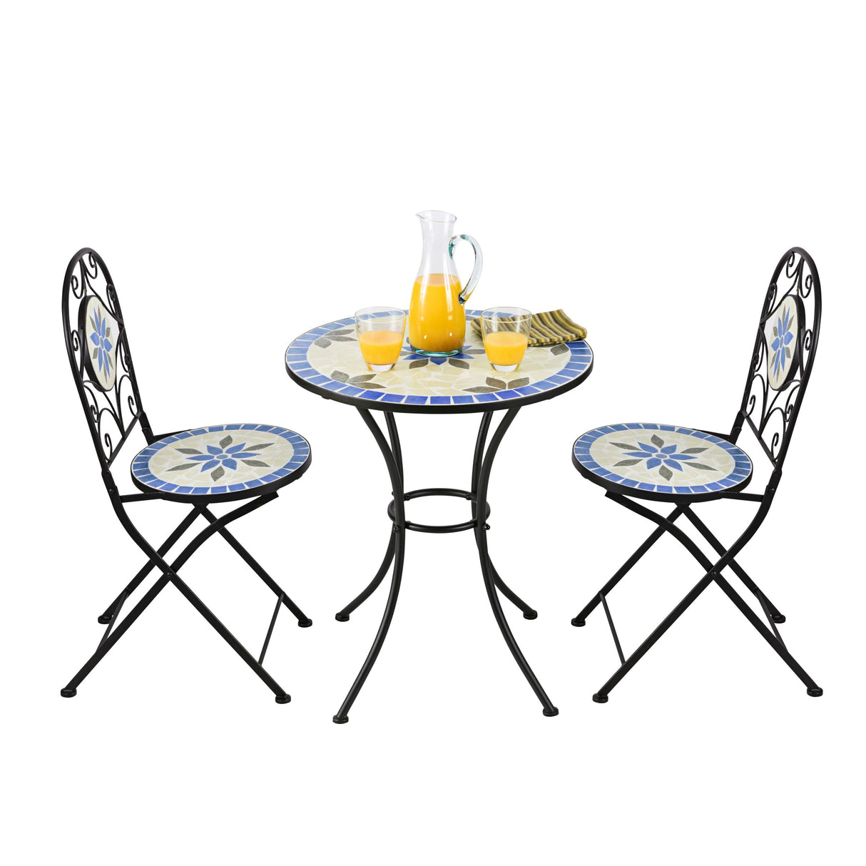 Corporation Blue and Beige Mosaic Bistro Set