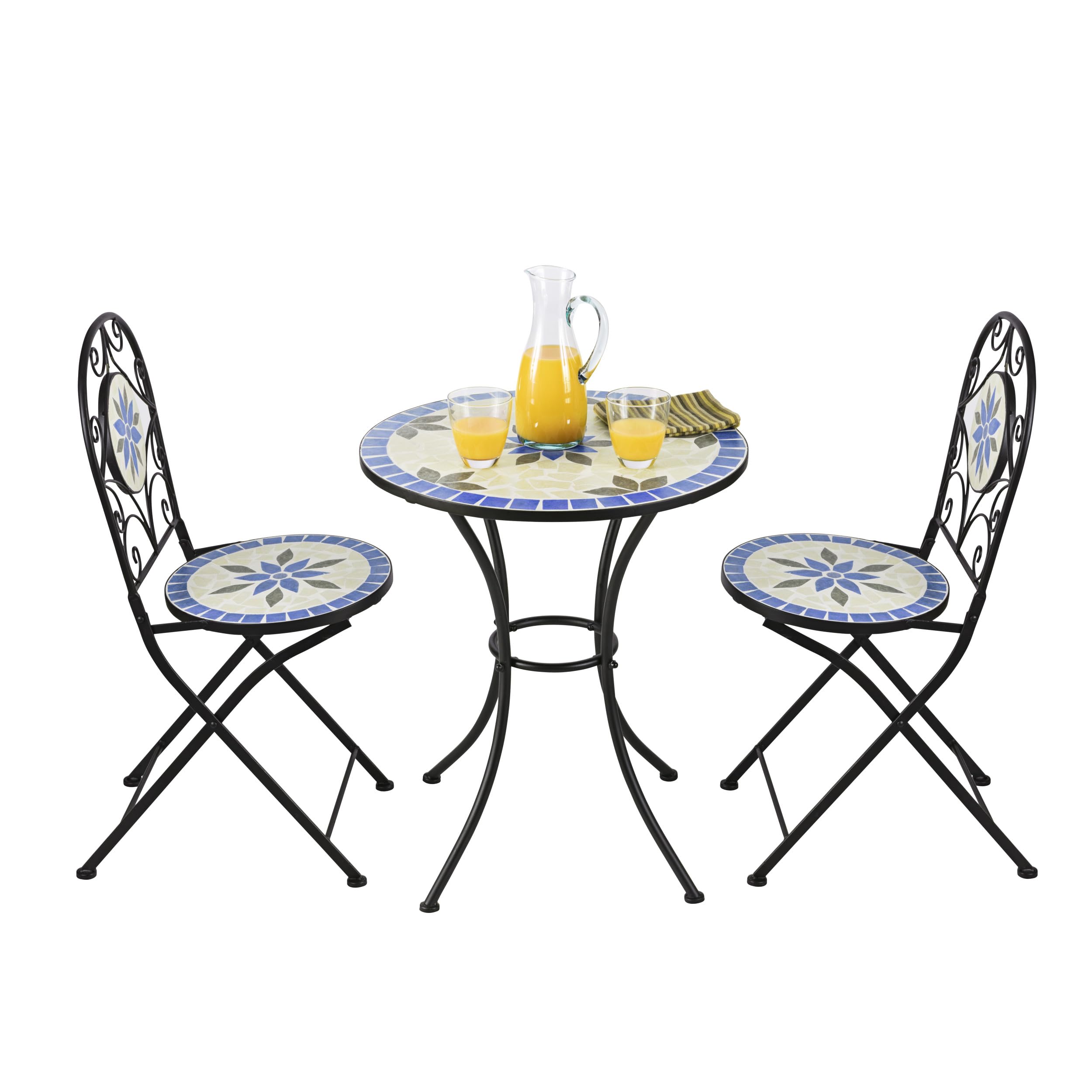 Corporation Blue and Beige Mosaic Bistro Set
