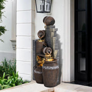 6-Tier Garden Outdoor Water Fountain Outdoor Modern Floor-Standing Fountain Waterfall