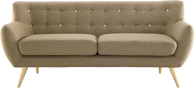 Remark Mid-Century Modern Sofa With Upholstered Fabric In Sunny