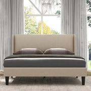 Full Bed Frame, Upholstered Platform Bed with Wingback Headboard