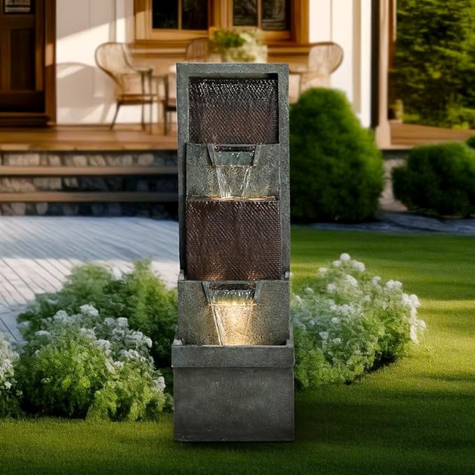 Outdoor Garden Water Fountain-Indoor Polyresin Waterfall Floor-Standing Fountains