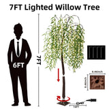 7FT Lighted Willow Tree,384 LED Light Up Weeping Willow Tree with 8 Modes & Timer,