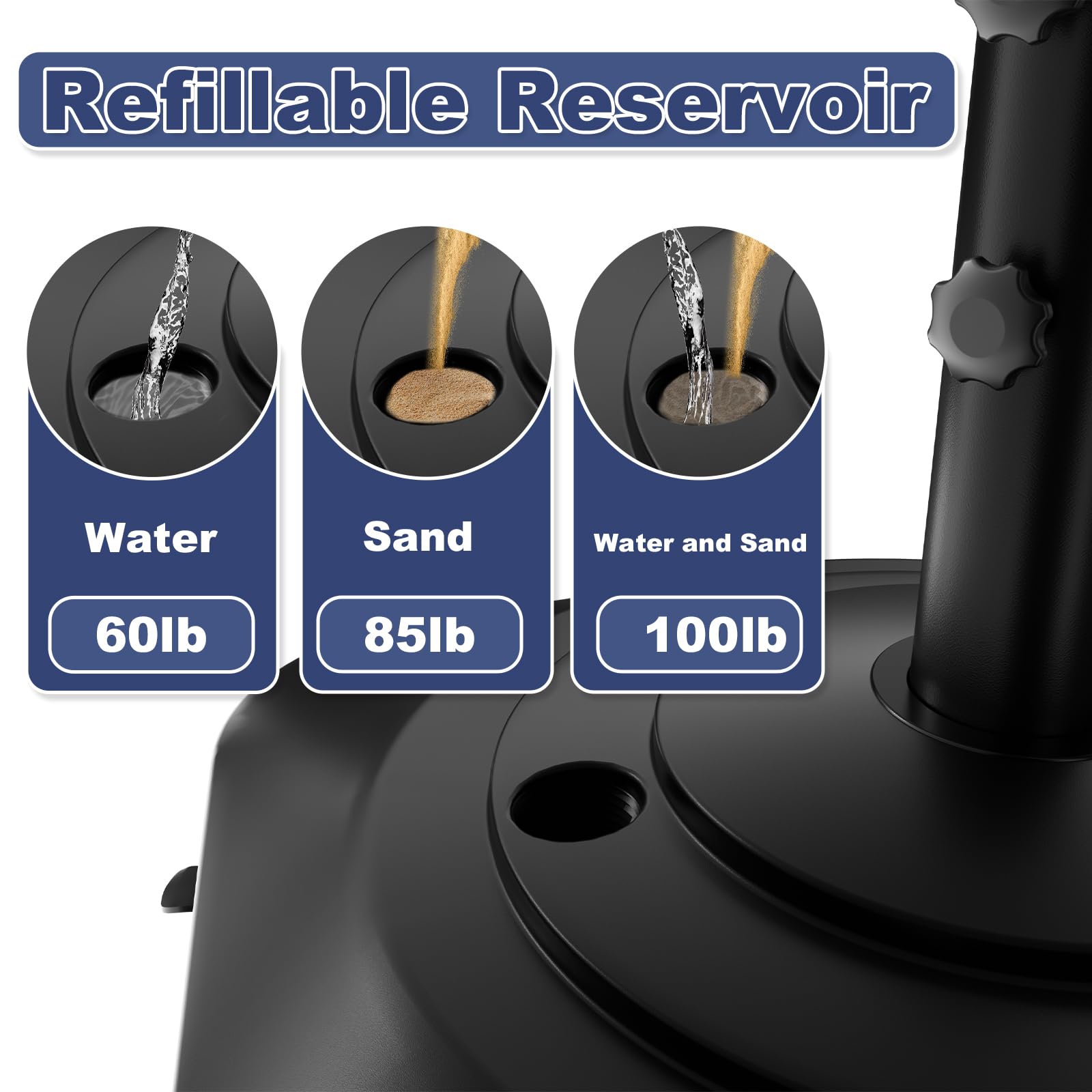 Patio Umbrella Base Heavy Duty with Wheels, Fillable Umbrella Stand