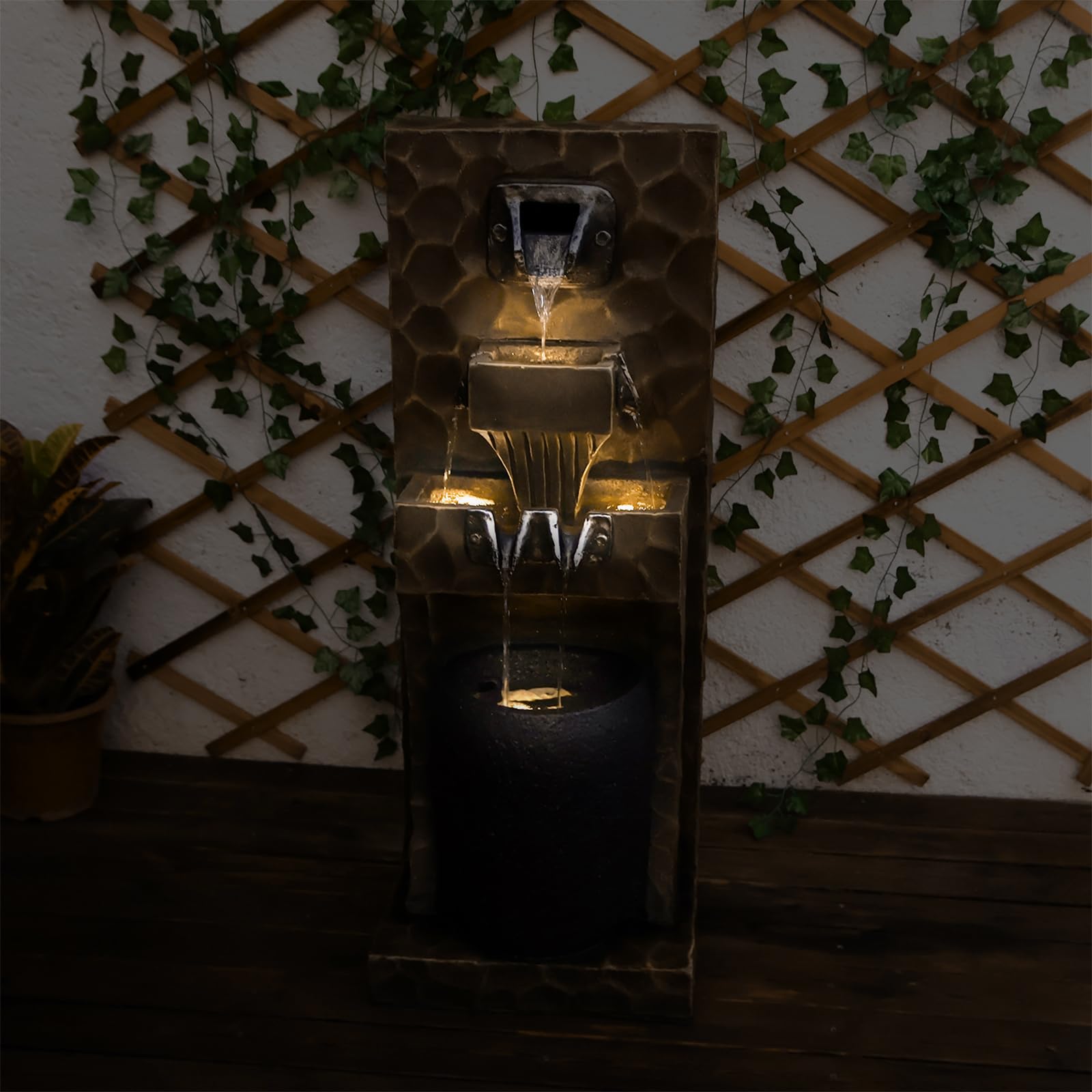 Water Wall Fountain Outdoor Rectangular Metal Colour Spout Garden Waterfall Fountains