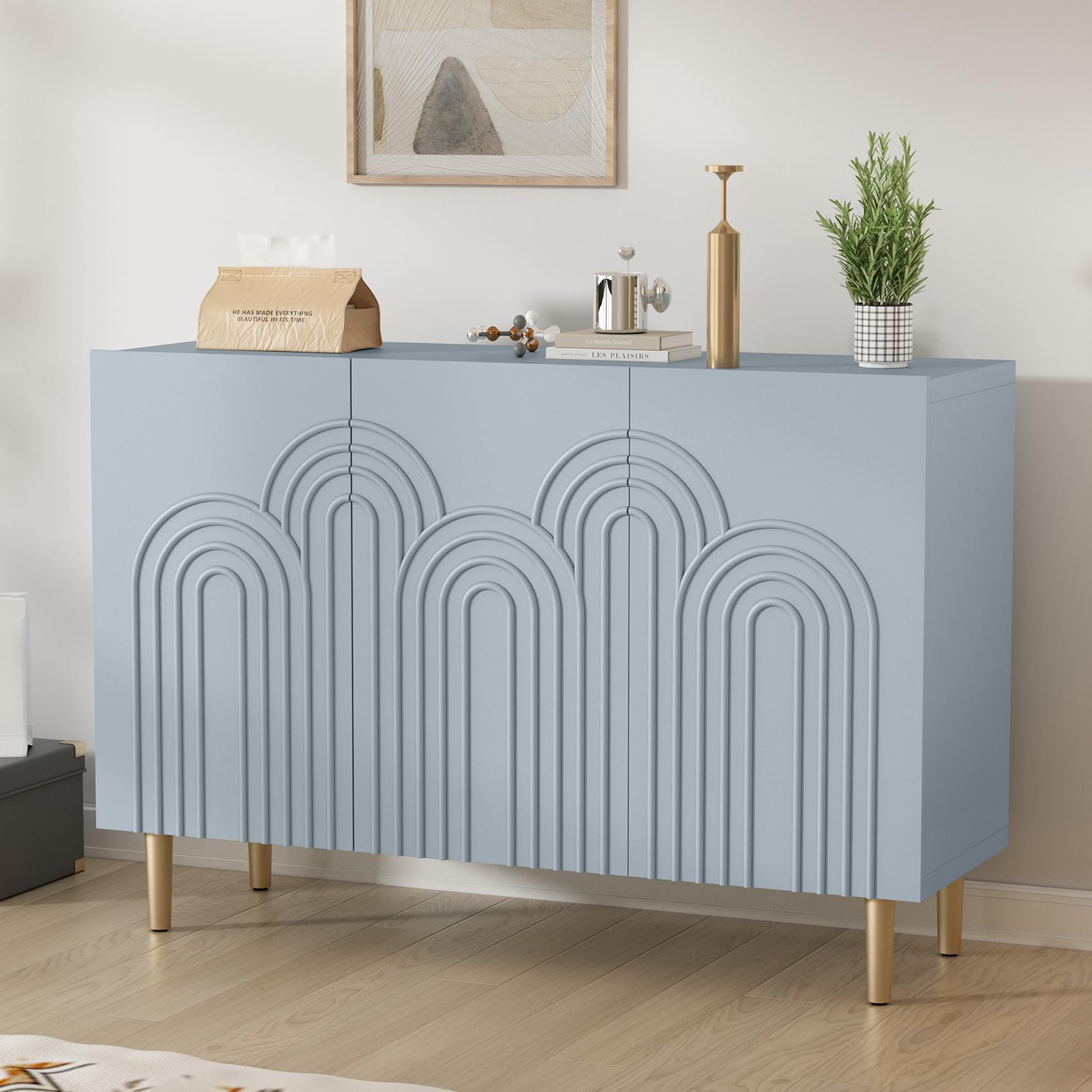 Sideboard Buffet Cabinet with Cloud Relief, Accent Cabinet