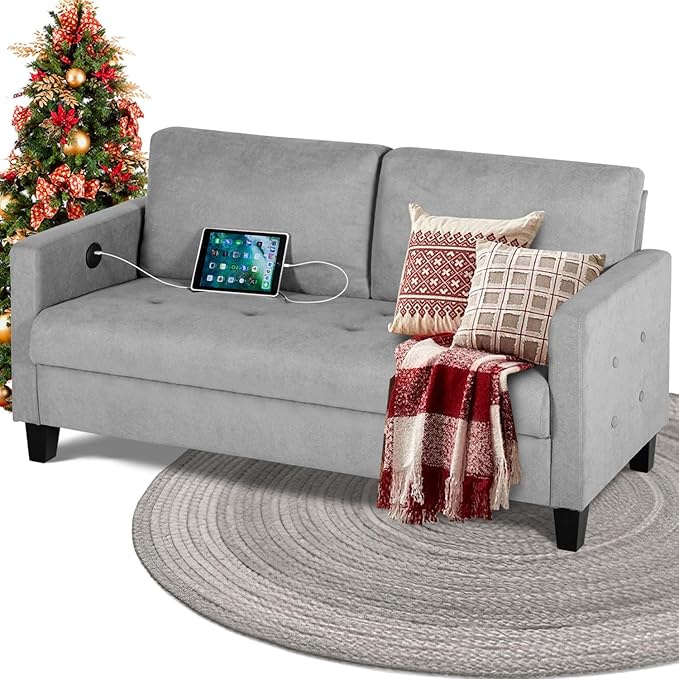 Comfy Loveseat Sofa Small Grey Couch Small Spaces, Small Love Seat Bedroom